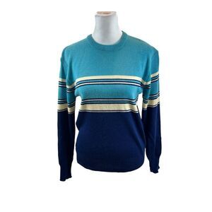 Ladies hahnenkamm Vintage Ski Sweater Wool Color‎ Block Size Large Zip